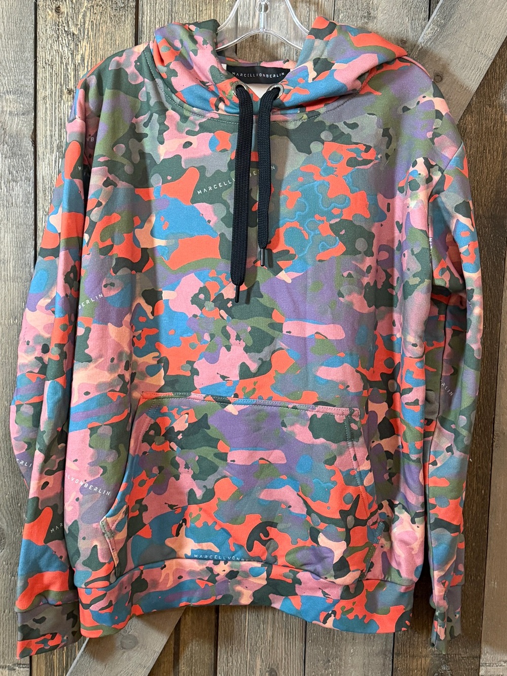 Marcell von Berlin Multicolor Camo Logo Print Hoodie Streetwear Designer Large